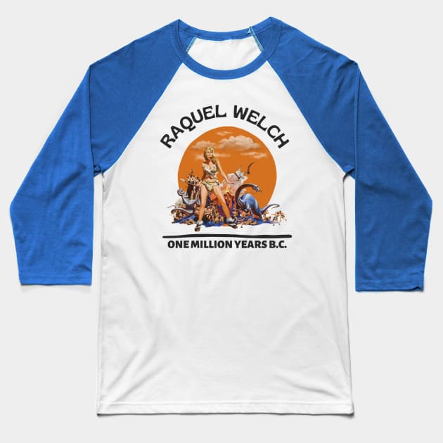 Raquel Welch One million years Baseball T-Shirt by Draw One Last Breath Horror 